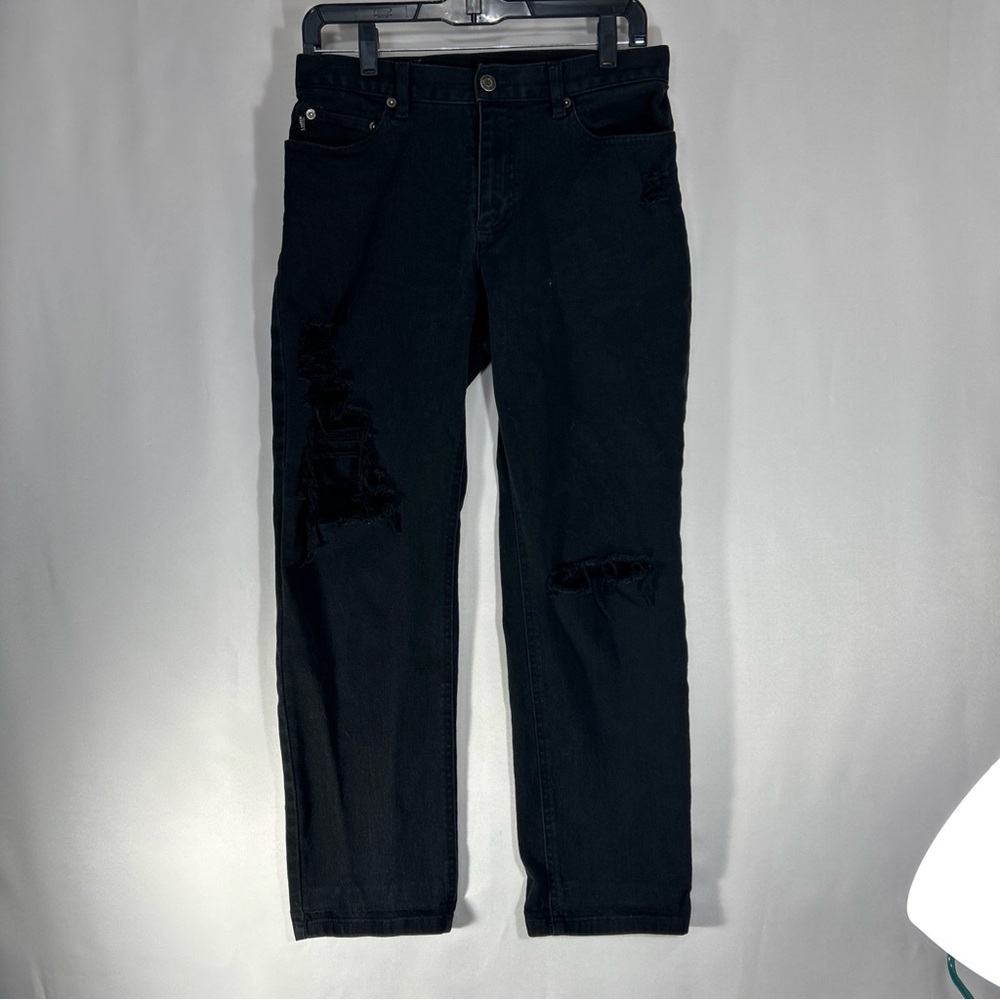 Lauren Jeans Co Women’s Size 8 Black Straight Leg Distressed Ankle Rise Pants